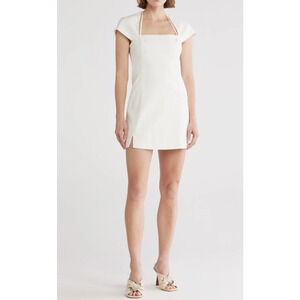 Cult Gaia Lenora Short Sleeve Minidress with Halter Strap Detail Side Slit Sz XL